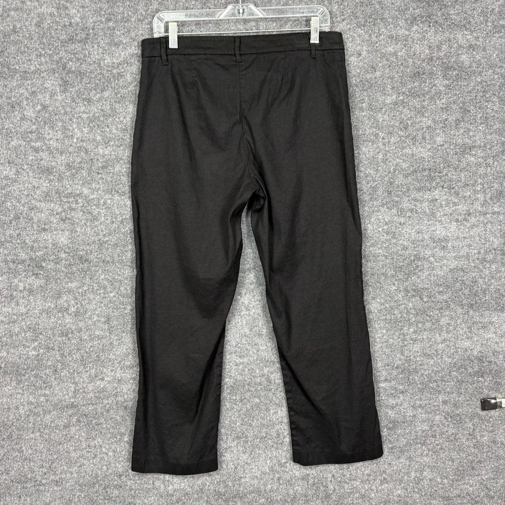 J Jill Pants Womens‎ 10 Tall Black Linen Blend Stretch Straight Leg Crop Beach